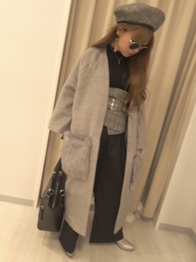 「シルバー」｜「アイテム（ハンチング/ベレー帽）」を使った、mmko3さん（レディース・153cm）の秋コーディネート