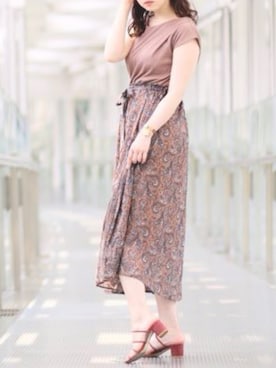 「natural couture（ナチュラルクチュール）の前後2WAYドッキングワンピース（ワンピース、ブラウン系）」を使った、🐰 👼🏻さん（レディース）の秋コーディネート