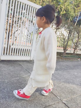 「コンバース ハイカット」｜「アイテム（オールインワン・サロペット）」を使った、mk♡さん（キッズ・90cm）の春コーディネート