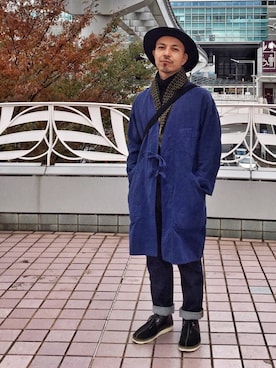 「リジッドデニム」｜「アイテム（その他アウター）」を使った、初珠さん（メンズ・167cm）の冬コーディネート