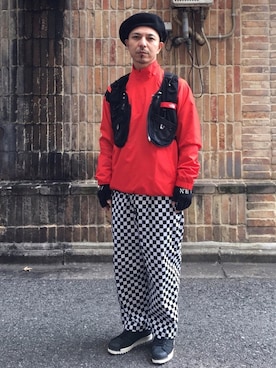 「Gosha Rubchinskiy（ゴーシャラブチンスキー）のアイテム（ナイロンジャケット）」を使った、初珠さん（メンズ・167cm）の冬コーディネート