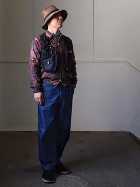「ストローハット」｜「アイテム（ジャケット/アウター）」を使った、初珠さん（メンズ・167cm）の春コーディネート