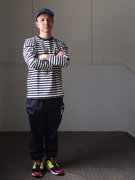 「C.E（シーイー）のアイテム（キャップ）」を使った、初珠さん（メンズ・167cm）の春コーディネート