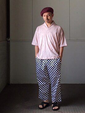 「オリエンタル」｜「アイテム（ハンチング/ベレー帽）」を使った、初珠さん（メンズ・167cm）の夏コーディネート