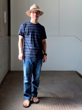 「VISVIM（ビズビム）のアイテム（デニムパンツ）」を使った、初珠さん（メンズ・167cm）の秋コーディネート