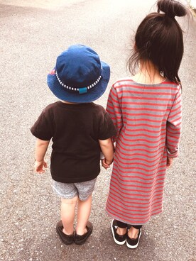 「きょうだい」｜「アイテム（パンツ）」を使った、ゆずさん（キッズ・100cm）の春コーディネート