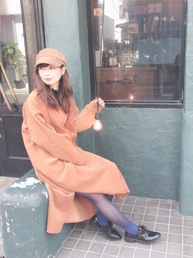 「アイテム（タイツ/ストッキング、ブルー系）」を使った、Tsubasaさん（レディース・156cm）の冬コーディネート