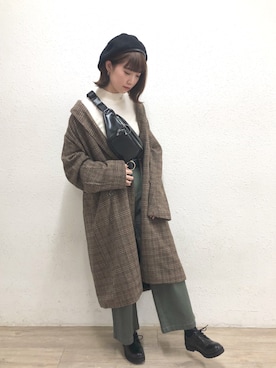「WEGO（ウィゴー）のアイテム（ハンチング/ベレー帽）」を使った、manaさん（レディース・165cm）の秋コーディネート