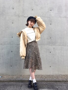 「N-2B」｜「アイテム（帽子）」を使った、manaさん（レディース・165cm）の秋コーディネート