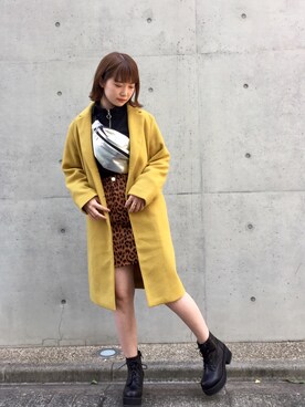 「マスタード」｜「アイテム（チェスターコート）」を使った、manaさん（レディース・165cm）の秋コーディネート