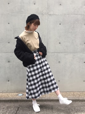 「アイテム（ブルゾン）」を使った、manaさん（レディース・165cm・10代）の冬コーディネート