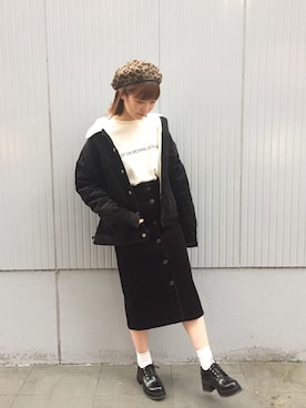 「アイテム（ブルゾン）」を使った、manaさん（レディース・165cm・10代）の冬コーディネート