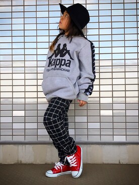 「Gosha Rubchinskiy（ゴーシャラブチンスキー）のアイテム（スウェット）」を使った、ワータンさん（キッズ・123cm）の春コーディネート