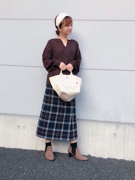 「EDWIN」｜「アイテム（スカート）」を使った、ひんみさん（レディース・154cm）の秋コーディネート
