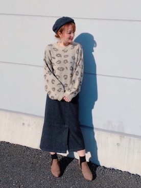 「Samansa Mos2 blue（サマンサモスモスブルー）のアイテム（ハンチング/ベレー帽）」を使った、ひんみさん（レディース・154cm）の秋コーディネート