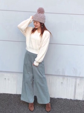 「ehka sopo（エヘカソポ）のアイテム（ニットキャップ/ビーニー）」を使った、ひんみさん（レディース・154cm）の秋コーディネート