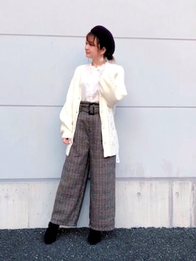 「Samansa Mos2 blue（サマンサモスモスブルー）のアイテム（ブーティ）」を使った、ひんみさん（レディース・154cm）の冬コーディネート