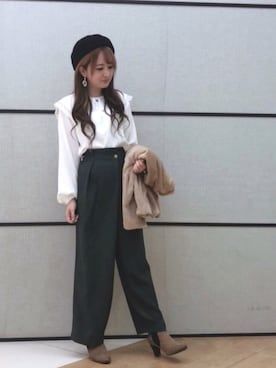 「Samansa Mos2 blue（サマンサモスモスブルー）のアイテム（ブーティ）」を使った、ひんみさん（レディース・154cm）の冬コーディネート