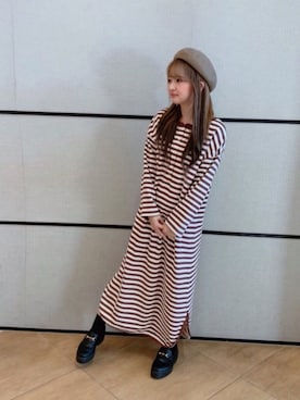 「Samansa Mos2 blue（サマンサモスモスブルー）のアイテム（ハンチング/ベレー帽）」を使った、ひんみさん（レディース・154cm）の冬コーディネート