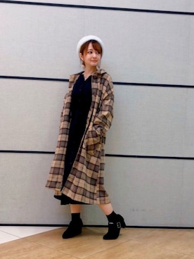 「Samansa Mos2 blue（サマンサモスモスブルー）のアイテム（ブーティ）」を使った、ひんみさん（レディース・154cm）の冬コーディネート