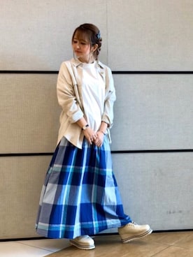 「ビッグチェック」｜ひんみさん（レディース・154cm）の春コーディネート