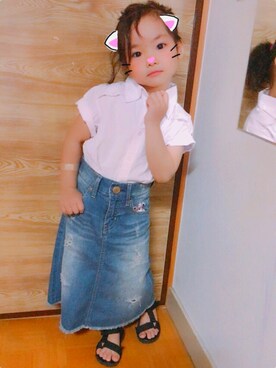 「アイテム（デニムスカート）」を使った、LaLa♡MaMaさん（キッズ・100cm）の夏コーディネート