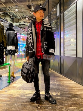 「DIESEL（ディーゼル）のアイテム（ライダースジャケット）」を使った、Takahiko Taoさん（メンズ・172cm）の秋コーディネート