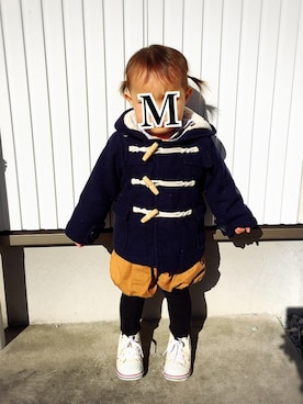 「3can4on（サンカンシオン）のアイテム（ダッフルコート）」を使った、Na-Mo-Su-さん（キッズ・100cm）の冬コーディネート