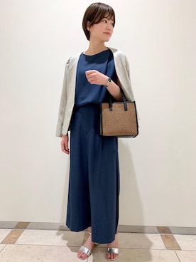 「Easy Set Up」｜「アイテム（ノーカラージャケット）」を使った、tsuchida11012さん（レディース・162cm）の夏コーディネート