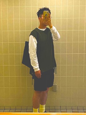 「アイテム（ベスト）」を使った、bikurimanchocoさん（メンズ・175cm）の秋コーディネート