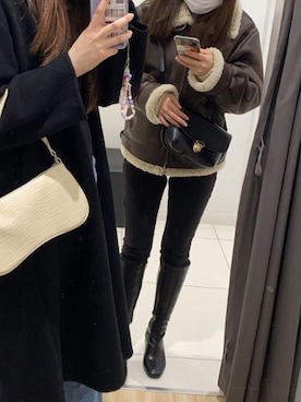 「Ungrid（アングリッド）のアイテム（ムートンコート）」を使った、aki129aさん（レディース・164cm）の冬コーディネート