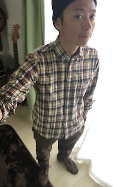 「A BATHING APE（アベイシングエイプ）のアイテム（シャツ/ブラウス、イエロー系）」を使った、ミツヒロさん（メンズ・170cm）の春コーディネート