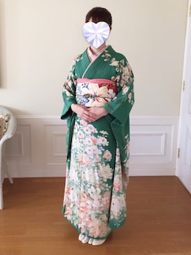 「きもの」｜「アイテム（その他）」を使った、スミレ630さん（レディース・166cm）の冬コーディネート