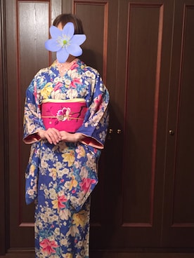 「きもの」｜「アイテム（その他）」を使った、スミレ630さん（レディース・166cm）の春コーディネート