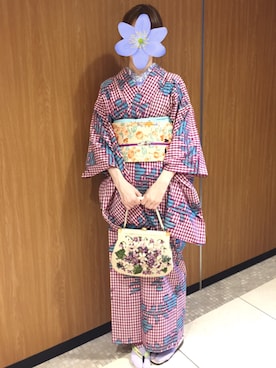 「きもの」｜「アイテム（その他）」を使った、スミレ630さん（レディース・166cm）の夏コーディネート