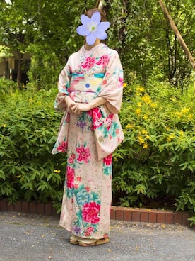 「きもの」｜「アイテム（その他）」を使った、スミレ630さん（レディース・166cm）の秋コーディネート
