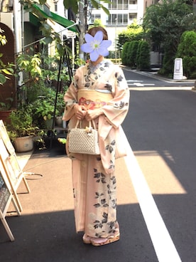 「きもの」｜「アイテム（その他）」を使った、スミレ630さん（レディース・166cm）の秋コーディネート