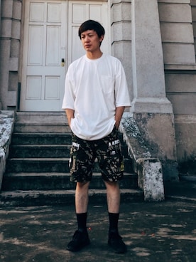 「repos（ルポ）のアイテム（トップス）」を使った、光さん（メンズ・175cm）の夏コーディネート