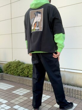 「Guess（ゲス）のアイテム（パーカー）」を使った、UNMON＠相互さん（メンズ・181cm）の秋コーディネート