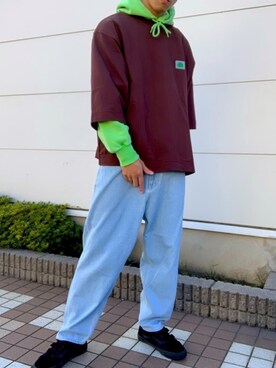 「Guess（ゲス）のアイテム（パーカー）」を使った、UNMON＠相互さん（メンズ・181cm）の秋コーディネート