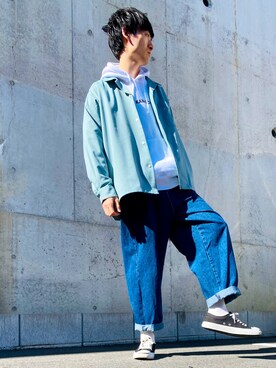 Web限定 Kangol Freak S Store カンゴール 別注ビッグシルエット プルオーバーパーカー オーバーサイズカットソーを使ったメンズコーディネート一覧 Wear