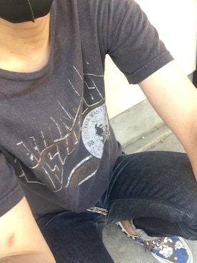 「DETH KILLERS（デスキラーズ）のアイテム（Tシャツ/カットソー、ブラック系）」を使った、papamama99さん（メンズ・181cm）の夏コーディネート