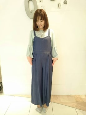 「Q（キュー）のアイテム（オールインワン・サロペット）」を使った、Q金沢フォーラス店さん（レディース・161cm）の春コーディネート