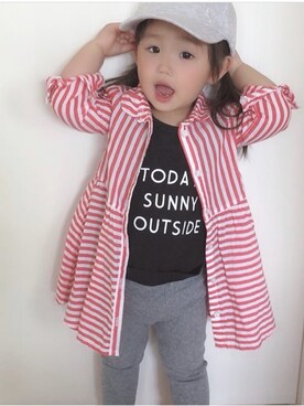 「H&M（エイチ・アンド・エム）のアイテム（シャツワンピース）」を使った、yuaha♡ ˎˊ˗さん（キッズ・90cm）の春コーディネート