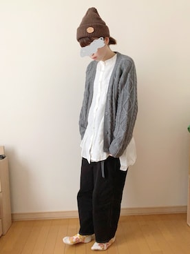 「ニコアンド」｜「アイテム（ニットキャップ/ビーニー）」を使った、とっちさん（レディース・160cm）の秋コーディネート