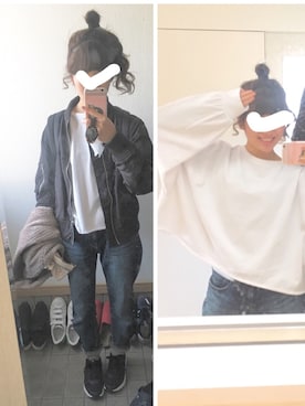 「niko and...（ニコアンド）のメンテンBIGBIG Ｔシャツ【niko and ...】（Tシャツ/カットソー）」を使った、...raw...さん（レディース・150cm）の春コーディネート