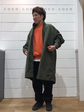 「coen（コーエン）のアイテム（モッズコート）」を使った、coen スズキさん（メンズ・170cm）の秋コーディネート
