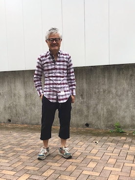 「THOM BROWNE（トムブラウン）のアイテム（シャツ/ブラウス）」を使った、田中 正さん（メンズ・168cm）の秋コーディネート