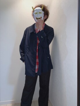 「古着のアイテム（ジャケット/アウター、ブルー系）」を使った、古着の白鬼さん（メンズ・168cm）の春コーディネート