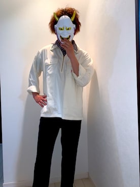 「シャツオンシャツ」｜「アイテム（Tシャツ/カットソー）」を使った、古着の白鬼さん（メンズ・168cm）の春コーディネート